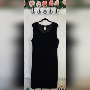 Helene Blake Classic Plus Black Velour Sleeveless Midi Dress